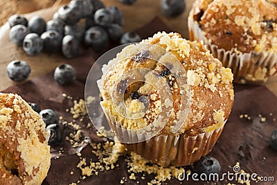 Homemade Blueberry Muffins for Breakfast Stock Photo