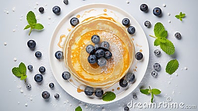 homemade blueberry pancake food Cartoon Illustration