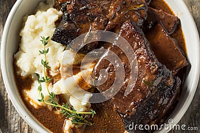 Homemade Braised Beef Short Ribs Stock Photo