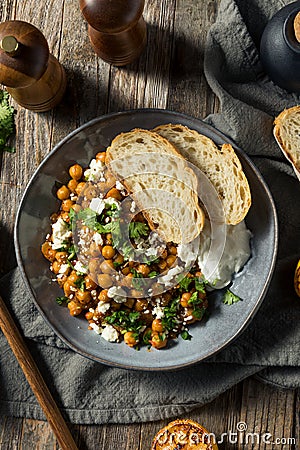 Homemade Braised Chickpeas with Yogurt Stock Photo