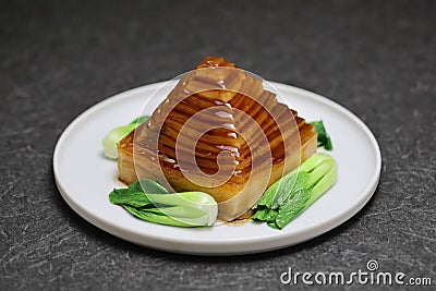 Homemade braised pork belly pyramid Stock Photo