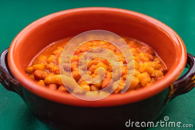 Homemade bread gnocchi with pomodoro and red beans sauce Tradit Stock Photo