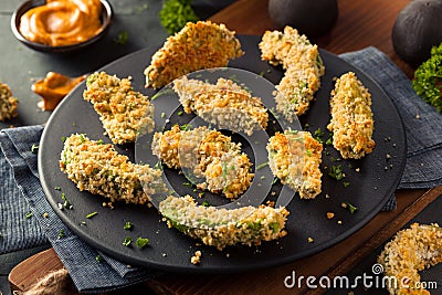 Homemade Breaded Fried Avocado Fries Stock Photo