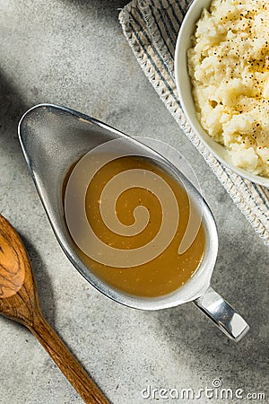 Homemade Brown Turkey Gravy Stock Photo