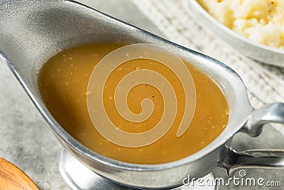 Homemade Brown Turkey Gravy Stock Photo