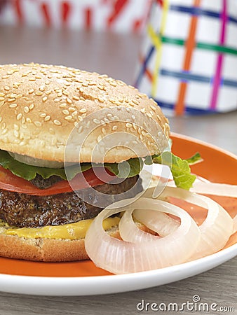 A homemade burger for a party Stock Photo