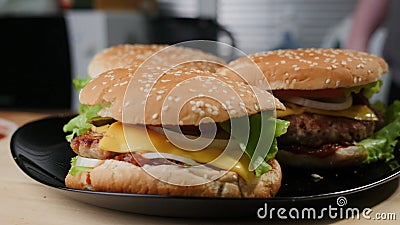 Homemade burger. Food, dish. Stock Photo