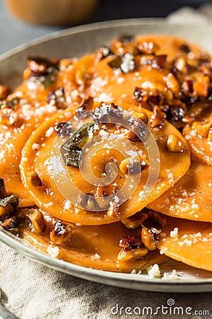 Homemade Butternut Squash Ravioli Stock Photo