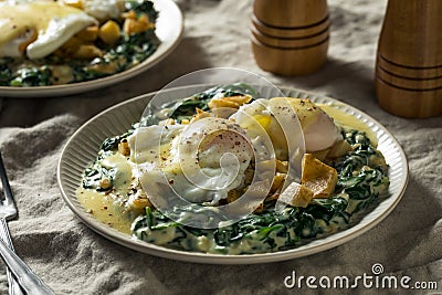 Homemade Cajun Eggs Sardou Stock Photo