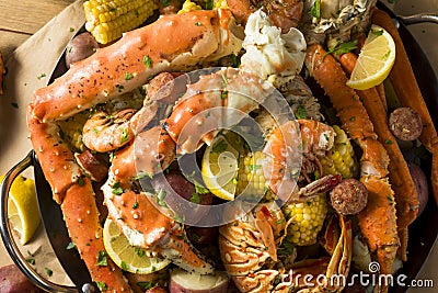 Homemade Cajun Seafood Boil Stock Photo