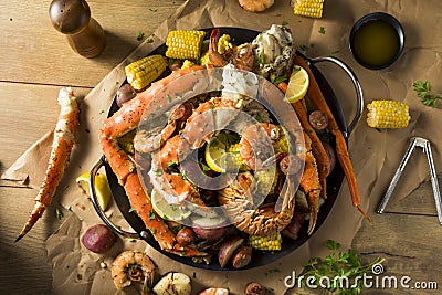 Homemade Cajun Seafood Boil Stock Photo