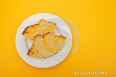 Homemade cake made of green corn. Typical Brazilian food. Stock Photo