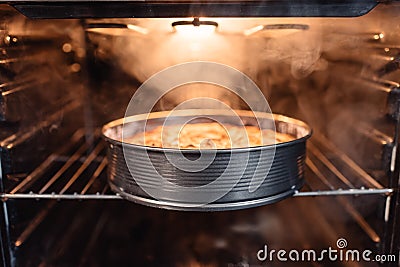 Homemade cake in oven Stock Photo