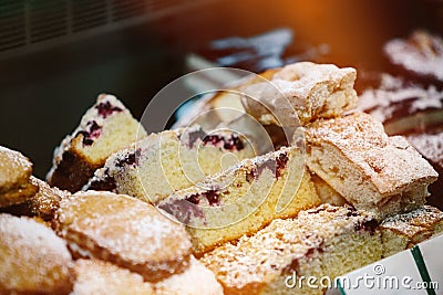 Homemade cakes at Farmers` market Stock Photo