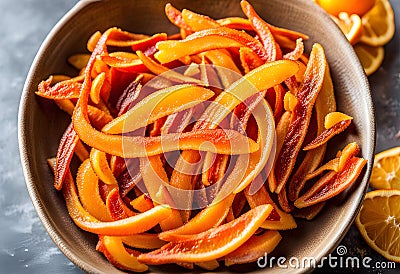 Homemade candied orange peel in a bowl Stock Photo