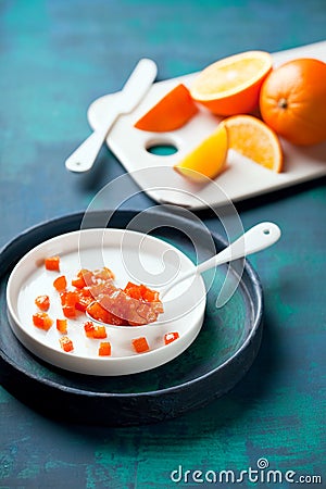 Homemade candied orange peel Stock Photo