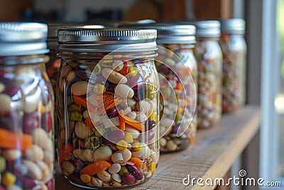 Homemade canned beans in a jar Stock Photo