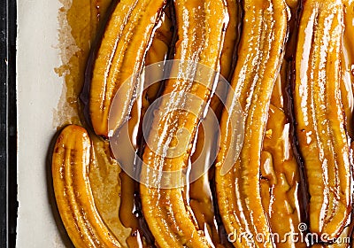 Homemade caramelized banana Stock Photo