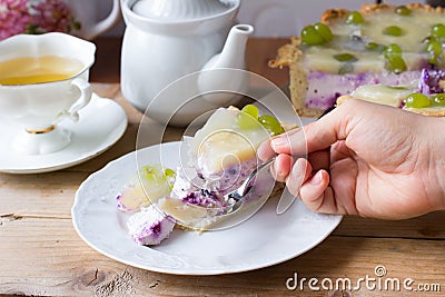 Homemade cheesecake with blueberries Stock Photo