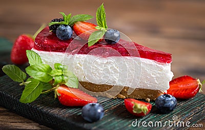 Homemade cheesecake with fresh berries Stock Photo