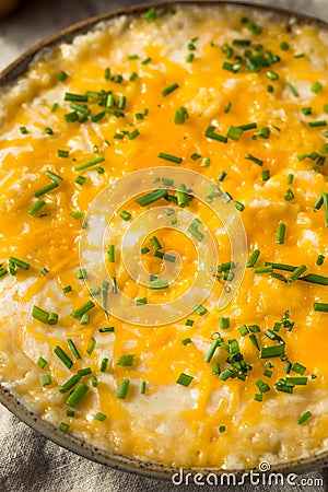 Homemade Cheesy Mashed Potatoes Stock Photo