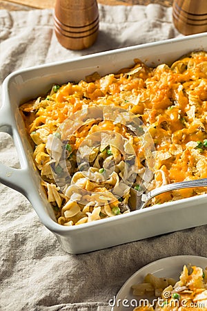 Homemade Cheesy Tuna Casserole Stock Photo