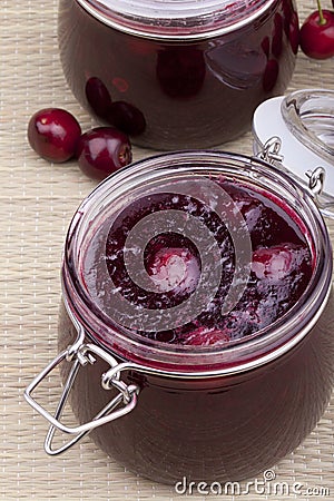 Homemade cherry jam Stock Photo