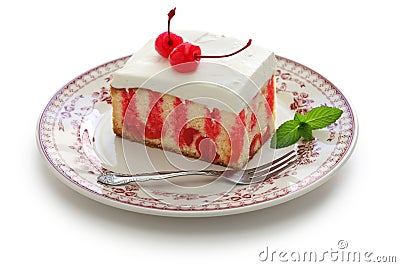 Homemade cherry poke cake Stock Photo