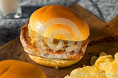 Homemade Chicago Pork Chop Sandwich Stock Photo