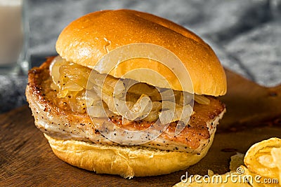 Homemade Chicago Pork Chop Sandwich Stock Photo