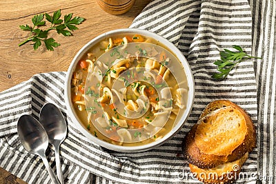 Homemade Chicken Noodle Soup Stock Photo