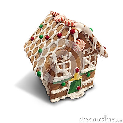 Homemade Child Gingerbread House Stock Photo