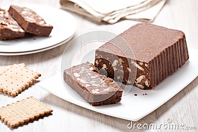 Homemade Chocolate Cake With Petit Beurre Cookies Stock Photo
