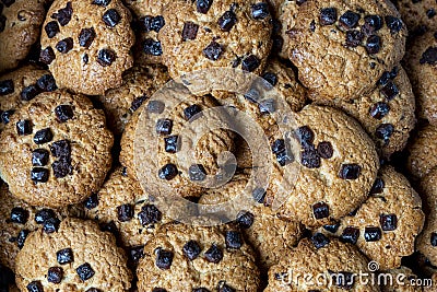 Homemade chocolate cookies filling the frame Stock Photo