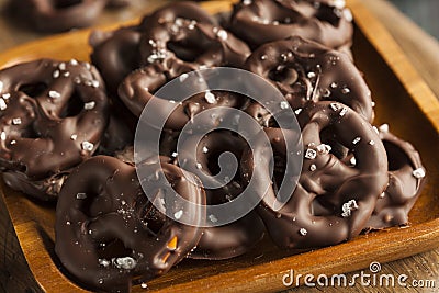 Homemade Chocolate Covered Pretzels Stock Photo