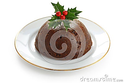 Homemade christmas pudding Stock Photo