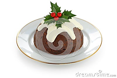 Homemade christmas pudding Stock Photo