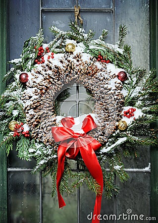 Homemade christmas wreath Stock Photo
