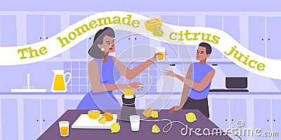 Homemade Citrus Juice Background Vector Illustration