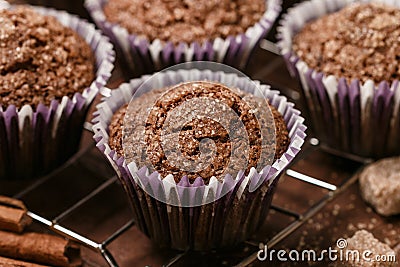 Homemade Coffee muffins close-up. Traditional American dessert Stock Photo