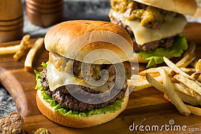 Homemade Colorado Pork Green Chili Hamburger Stock Photo