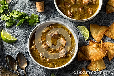 Homemade Colorado Pork Green Chili Soup Stock Photo