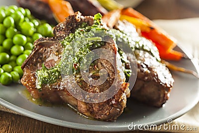 Homemade Cooked Lamb Chops Stock Photo