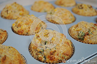 Homemade corn savory muffins in the pan Stock Photo