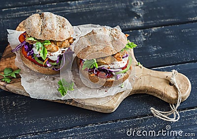 Homemade crispy fish burger Stock Photo