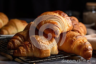 homemade croissants, baked and rolled into flaky pastries with layers of buttery goodness Stock Photo