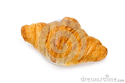 Homemade croissants on a white background Stock Photo