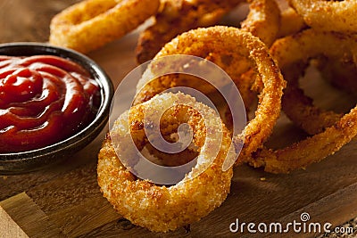 Homemade Crunchy Fried Onion Rings Stock Photo