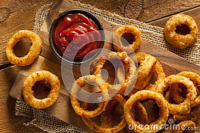 Homemade Crunchy Fried Onion Rings Stock Photo