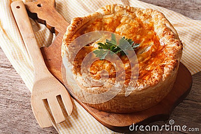 Homemade delicious chicken pie close-up. horizontal Stock Photo